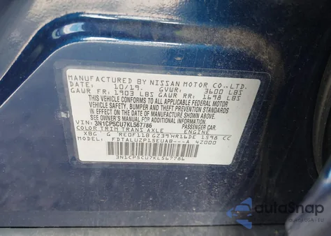 2019 Nissan Kicks Sr z USA, uszkodzony, nr VIN 3N1CP5CU7KL567786